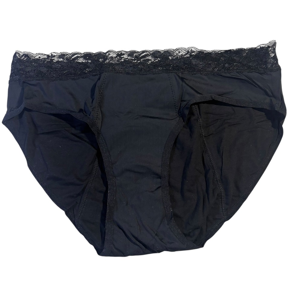Mool Angara Black Lace Trim Period Panties Organic Cotton Size 1X NEW